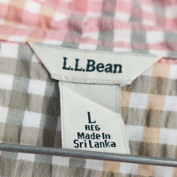 L.L. Bean Short Sleeve Plaid Top Womens Size Large L - Picture 3 of 3